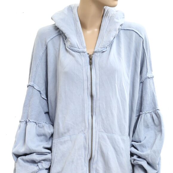 Free People Oversized Ribbed Sweatshirt Top Balloon Sleeve Slouchy M New 283628 - Picture 4 of 9